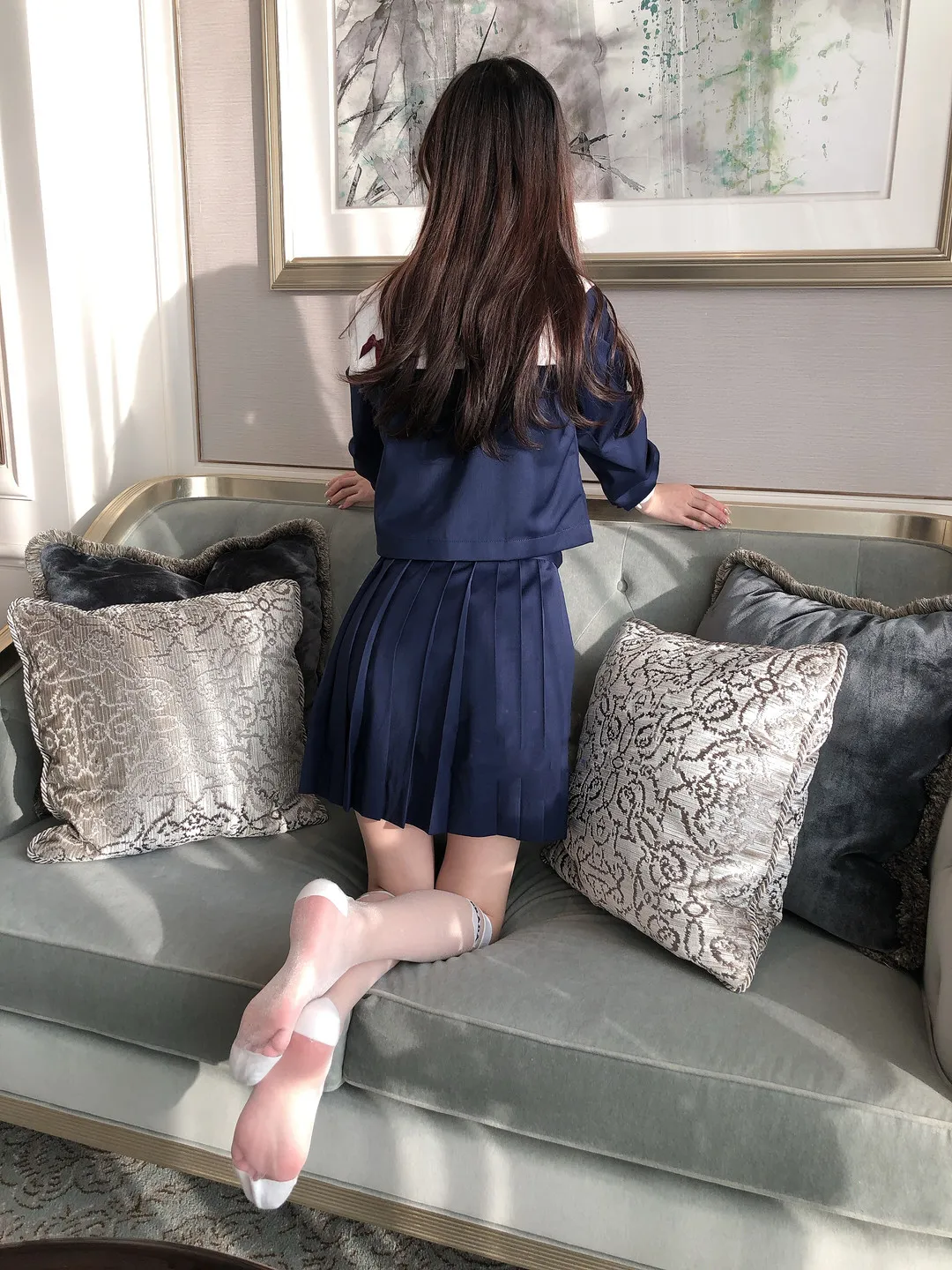 Chloe霏霏深蓝色制服风格写真