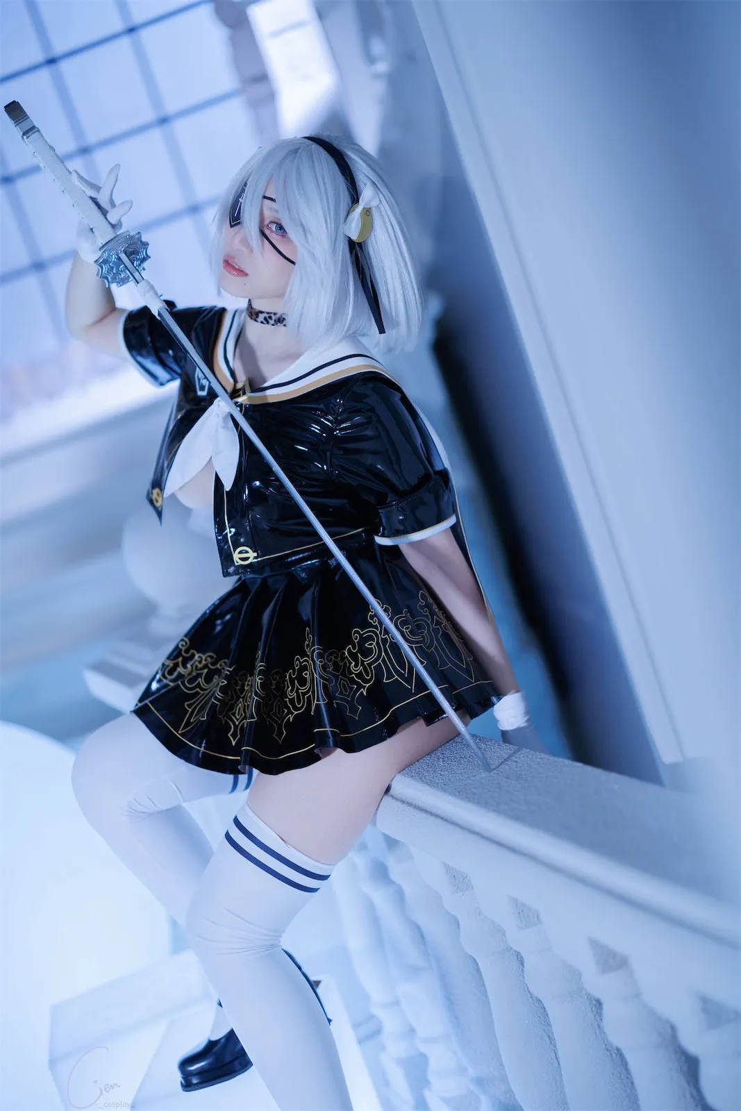 Money冷冷 cosplay海外 Money冷冷黑白色cosplay角色造型照片