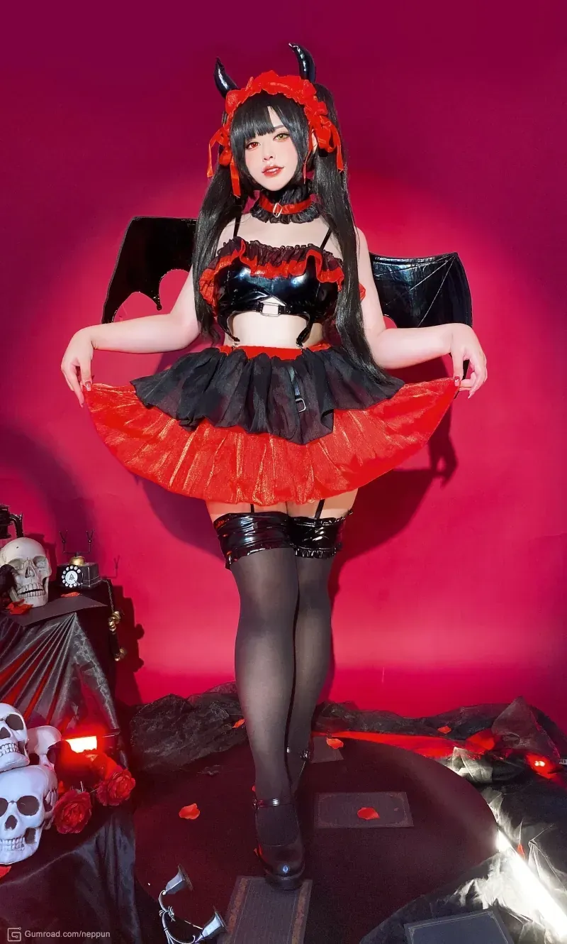 neppuネップ海外Coser neppu红黑色Cosplay场景照片